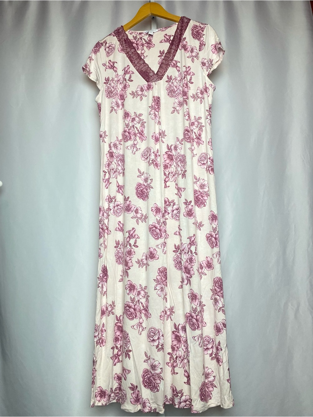 Charter Club Women’s Vintage-Inspired Pink | Purple Floral Maxi Nightgown L